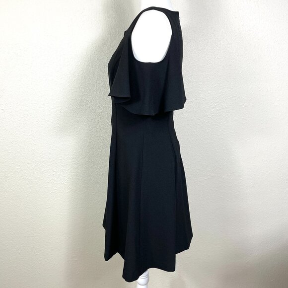 Eliza J Flutter Sleeve Fir Flare Dress Cocktail Party Black Size 6 - Picture 3 of 5